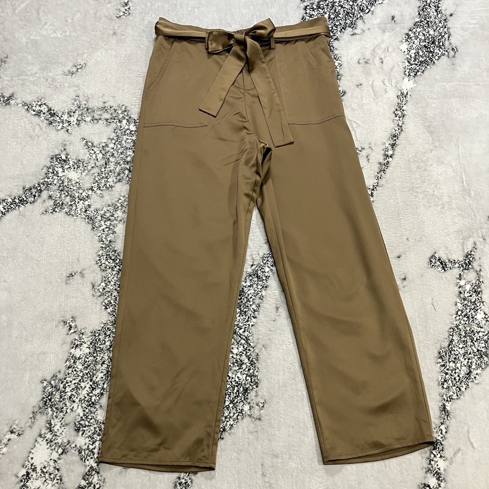 Joie Tan Tie Waist Wide Leg Pants Womens Size XL Pull On Casual Lounge